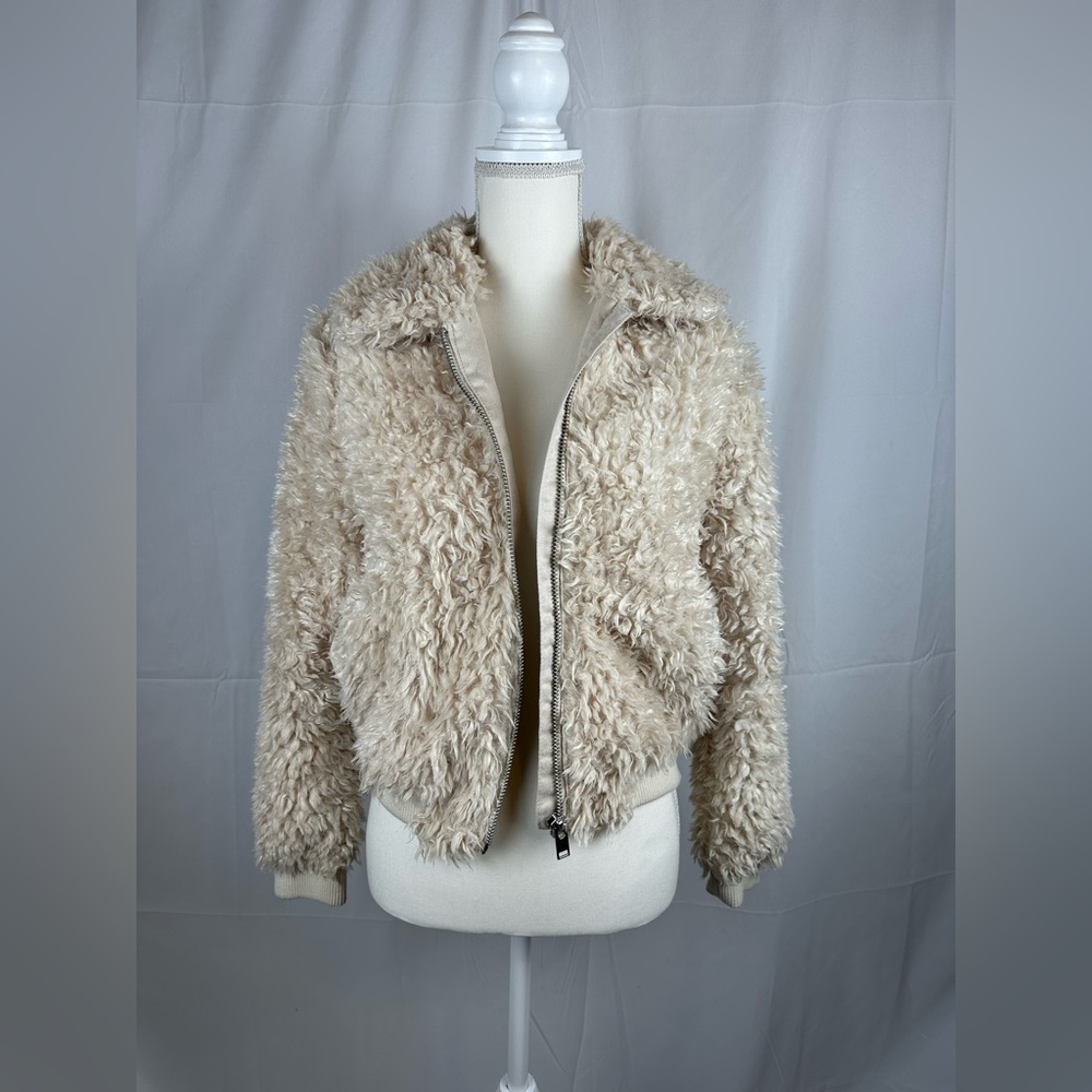 Divided Faux Fur Ivory/Beige Coat Size XS